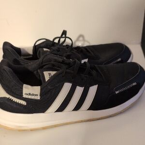 Adidas Men's Black Sneakers with White Stripes